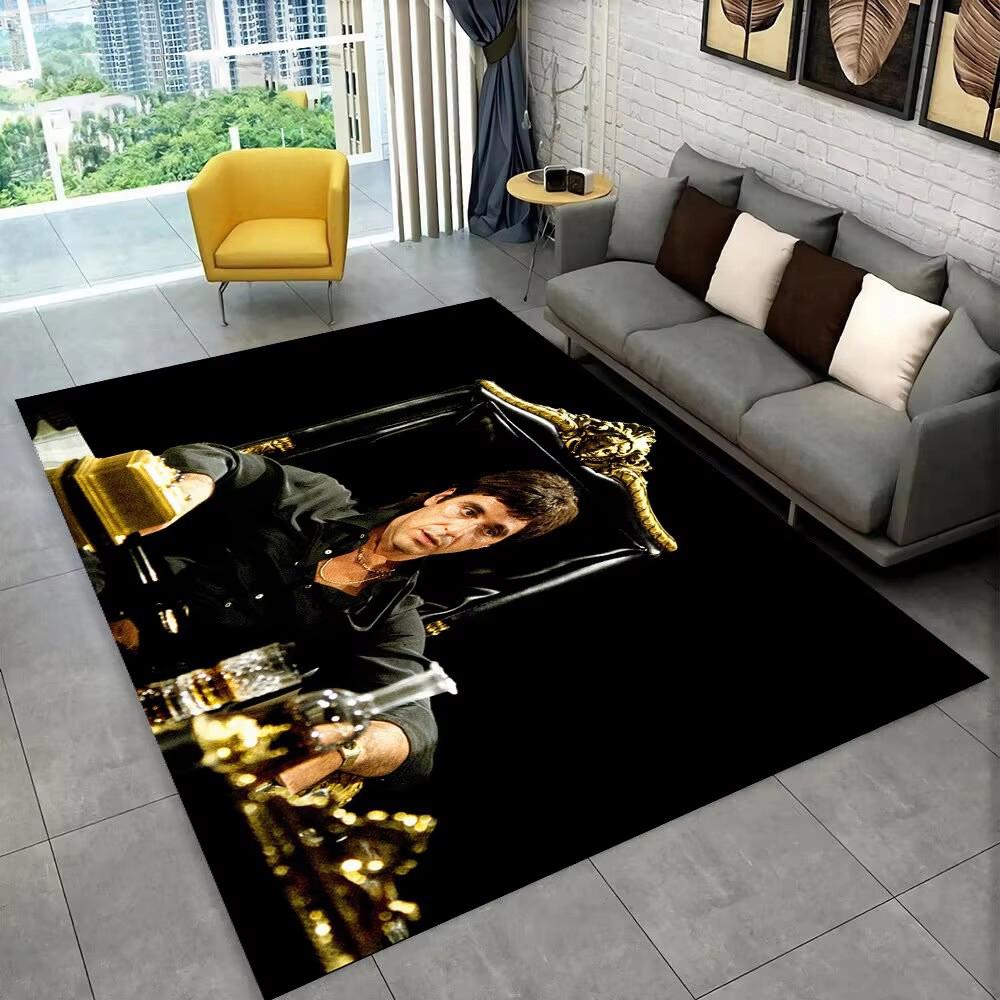 Tappeto Area Scarface Tony Stampa 3D Grande, Tappeto per Soggiorno Camera da Letto Divano Zerbino Decorativo, Tappetino da Gioco Antiscivolo per Bambini