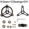 Pure Brass Fidget Spinner Gears Linkage Fidget Gyro Toy Metal DIY Hand Spinner with Multiple Premium Bearings (12 Bearings White)