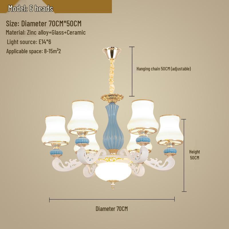 Modern European Ceramic Chandelier for Living Room, Restaurant, or Bedroom in Villa