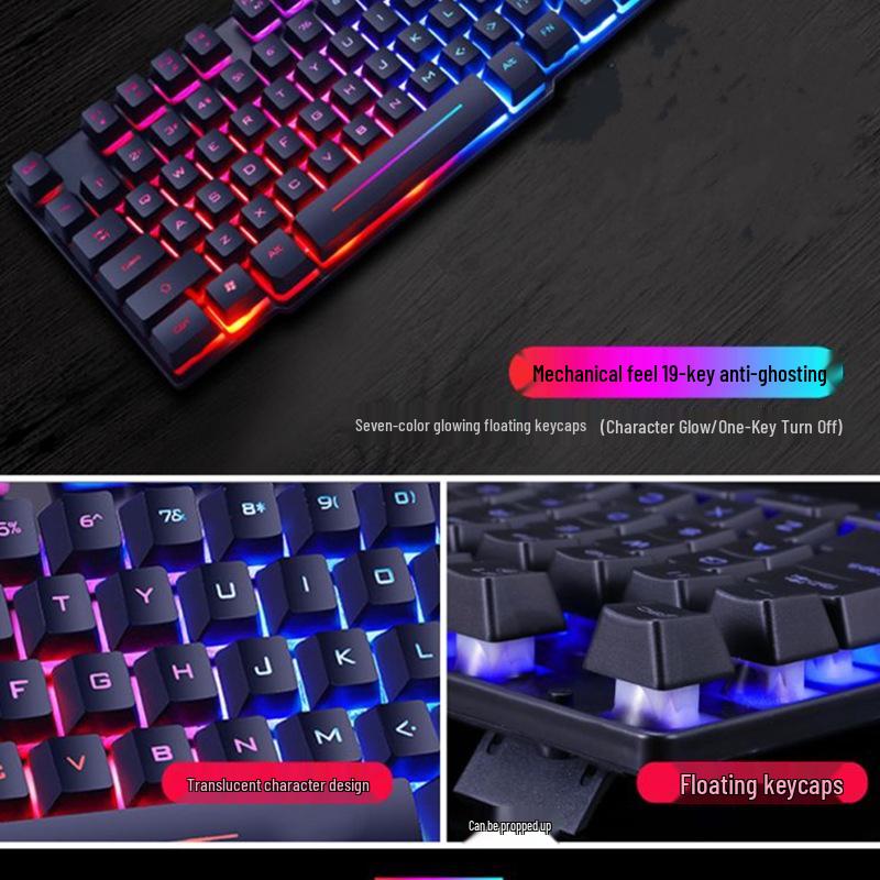 2024 New Luminous Rainbow Backlit Keyboard & Mouse Set with Mechanical Feel