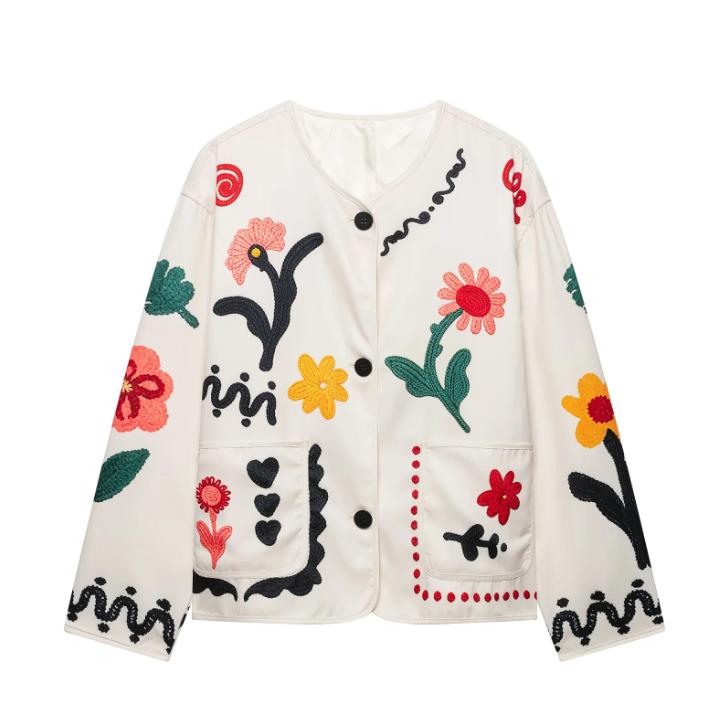 Boho Colorful Flower Print Cardigan Jacket