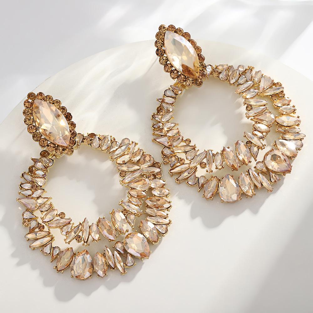 Elegant Earrings for Women New Arrival Exaggerated Double Ring Fashion Earrings Stylish Supermodel Classy Earrings шампанского