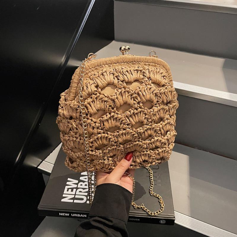 

New casual retro woven mobile phone bag fashionable mini cotton and linen beach drawstring backpack хакі