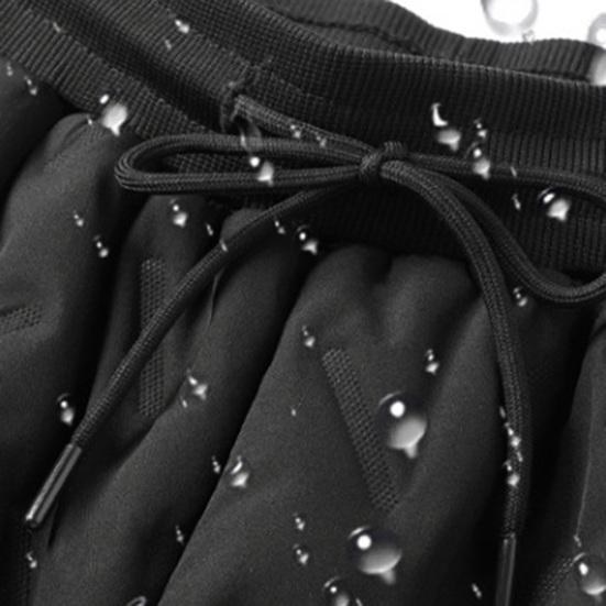 Erkekler sonbahar kış aşağı eşofman elastik kemer İpli kalınlaşmış polar astar pantolon cepler su geçirmez soğuğa dayanıklı uzun pantolon streetwear
