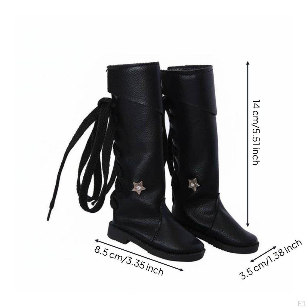 Black Laceup Doll Boots HighHightop 1/3 BJD Flat Heel