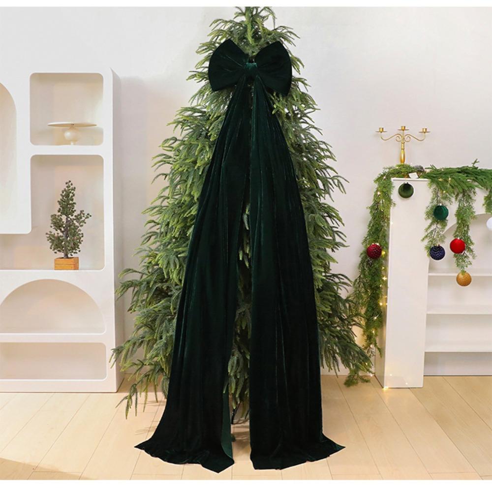 Flocked Super Large Christmas Tree Bow Reusable Extended Ribbon Shopping Mall Christmas Tree Bow DIY Christmas Tree Decoration