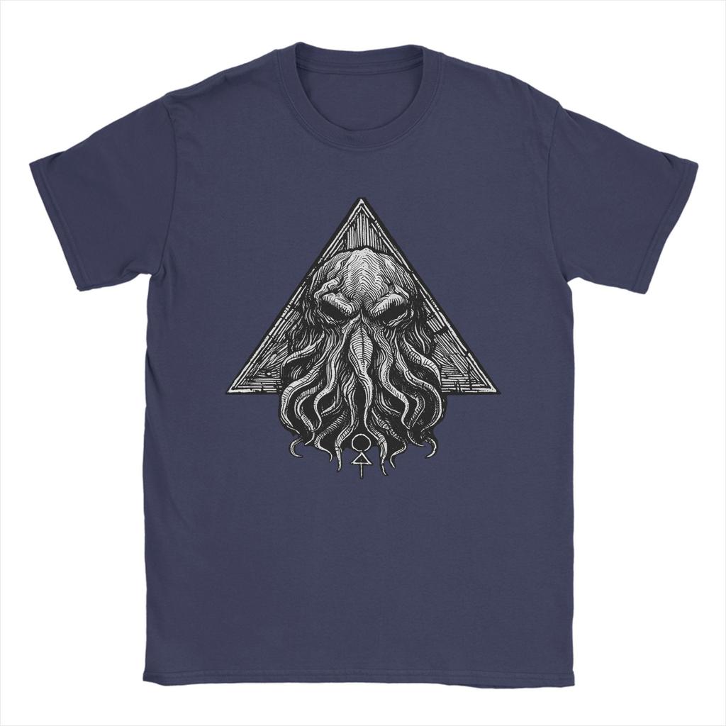 Humor Cthulhu Horror of R'Lyeh T-Shirts for Men O Neck Cotton T Shirt  Short Sleeve Tees Graphic Printed Clothing