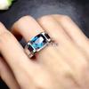 Blue Topaz Emerald Cut Gemstone With 925 Sterling Silver Ring For Men's #37 JL375718207060