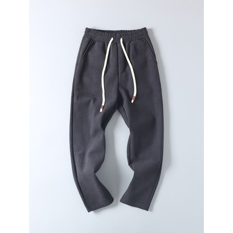 450G Heavy Weight Corduroy Fleece-lined Thick Casual Trousers Men Autumn and Winter Wild Loose Straight Drooping Warm-Keeping Pants