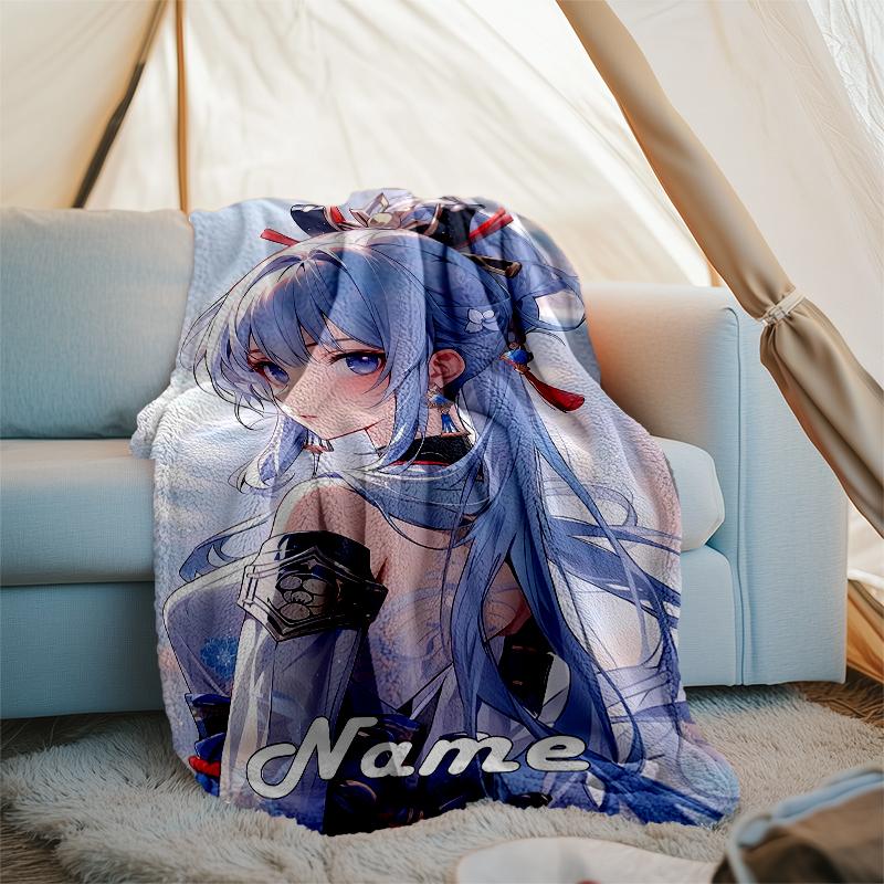 Personalized Custom Name Blanket - Genshin Impact Ayaka Kamisato Print Design,Blanket for Sofa,Bed,Travel,Camping - Soft and Warm, Great Gift