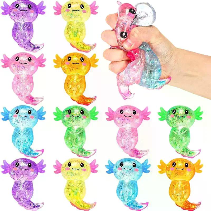 Giocattolo Axolotl Antistress Decompressione Glitterato Carino Zucchero di Malto Spremibile Giocattolo Fidget Per Adulti Bambini Regalo Festa di Compleanno