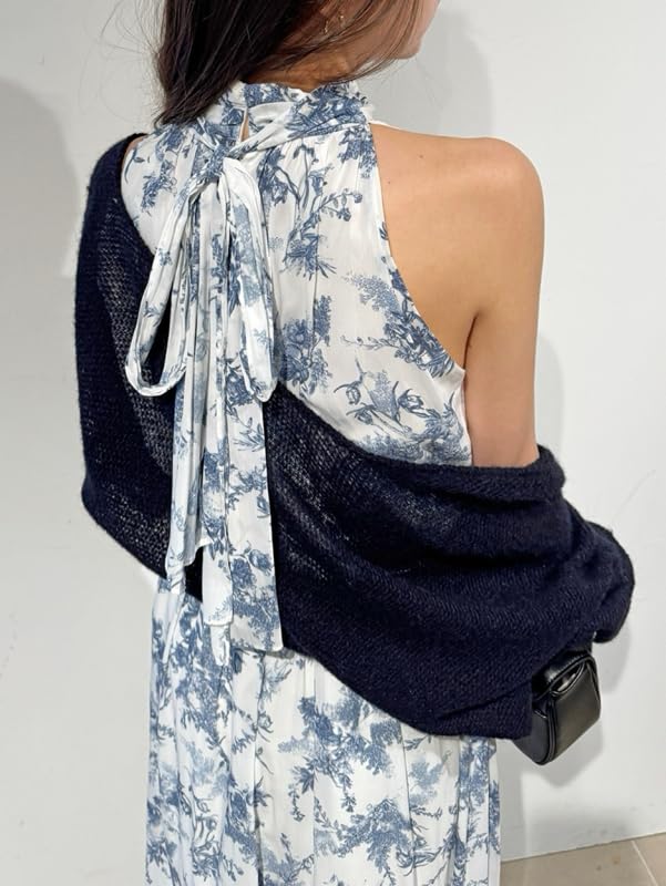 Snidel American Style Dress and Bolero Cardigan Set Women's (SWNO251137, NVY)