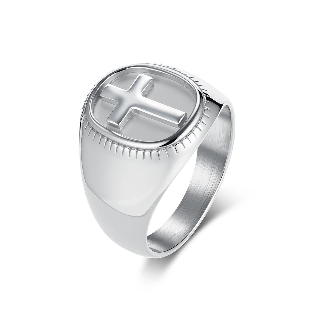

European and American Street Fashion Smooth Cross Ring, Simple and Niche High-end Titanium Steel, Does Not Fade, for The Index F 8 серебряный