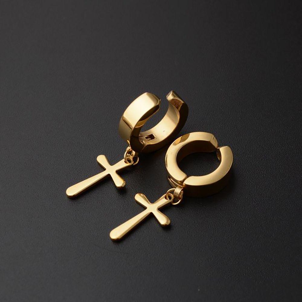 Gift Women Stainless Steel Non-Piercing Earring Fashion Jewelry Men Ear Cuff Cross Clip Earring