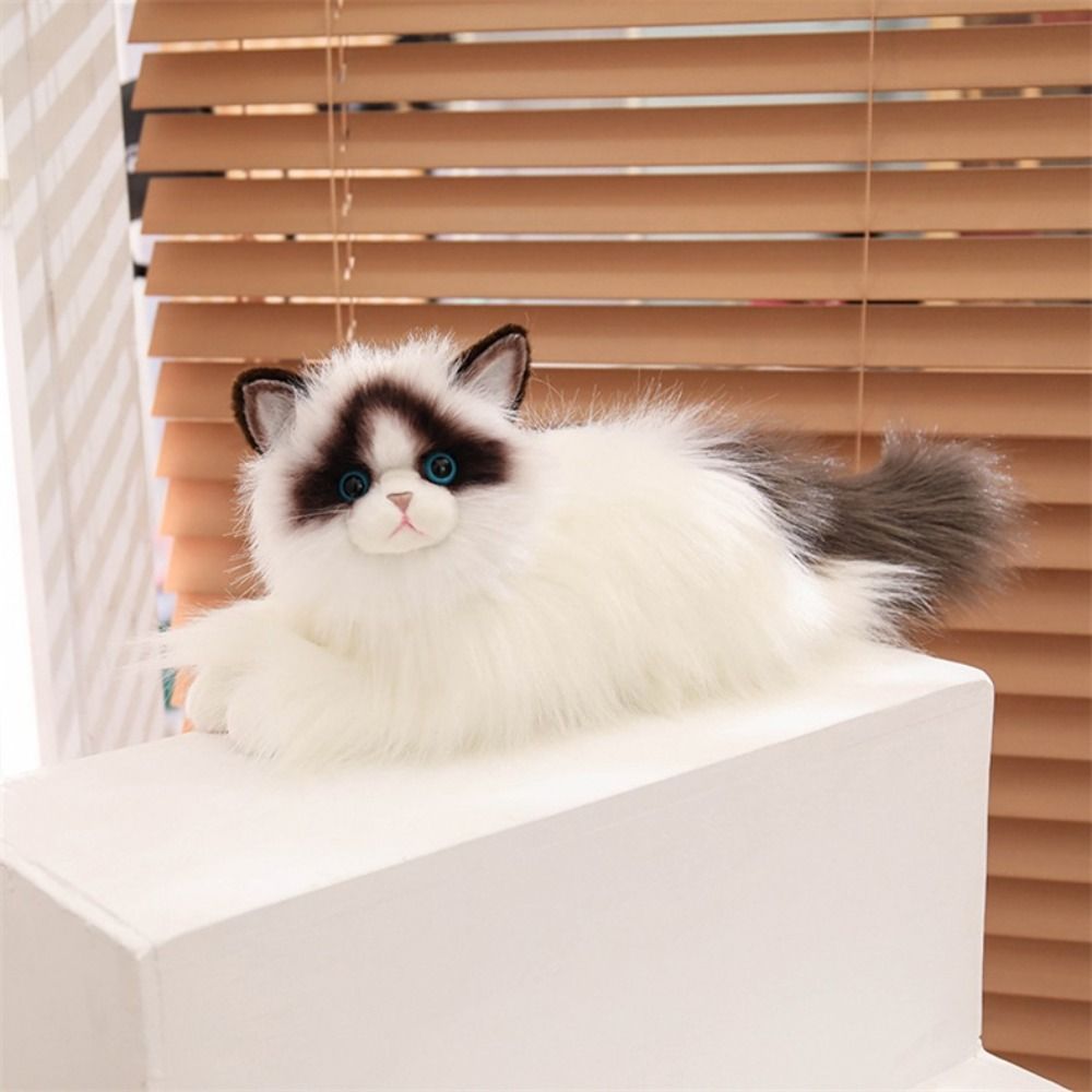 Fluffy Simulated Cat Plush Toys Stuffed Doll Plush Kitty Figures Toy  Car Decor