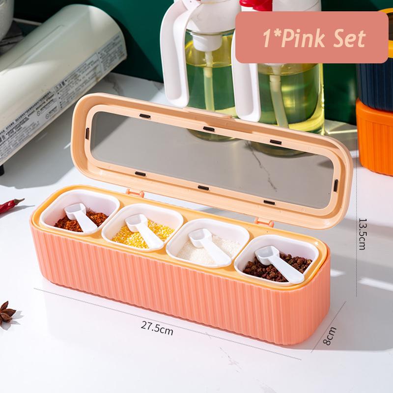 4 Fack Kryddlåda Kryddburk Kök Organiserare och Förvaring Kryddburkar Salt- och Pepparströare Behållare Kryddbehållare Set