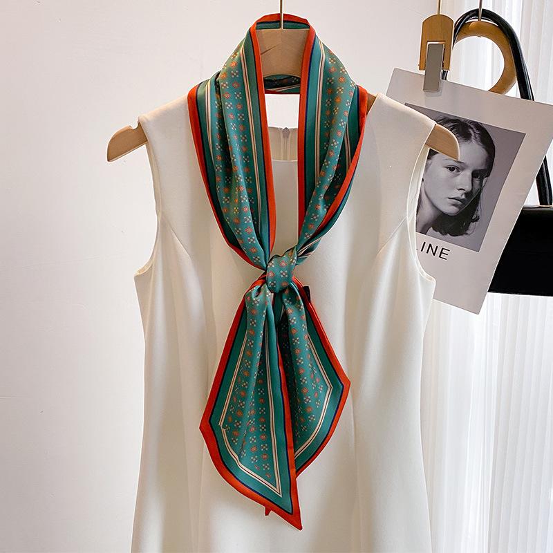 New Summer Thin Simple and Fashionable Strip Scarf Beautiful Scarf Decorative Hairband High-end Neck Protection Bag for Women