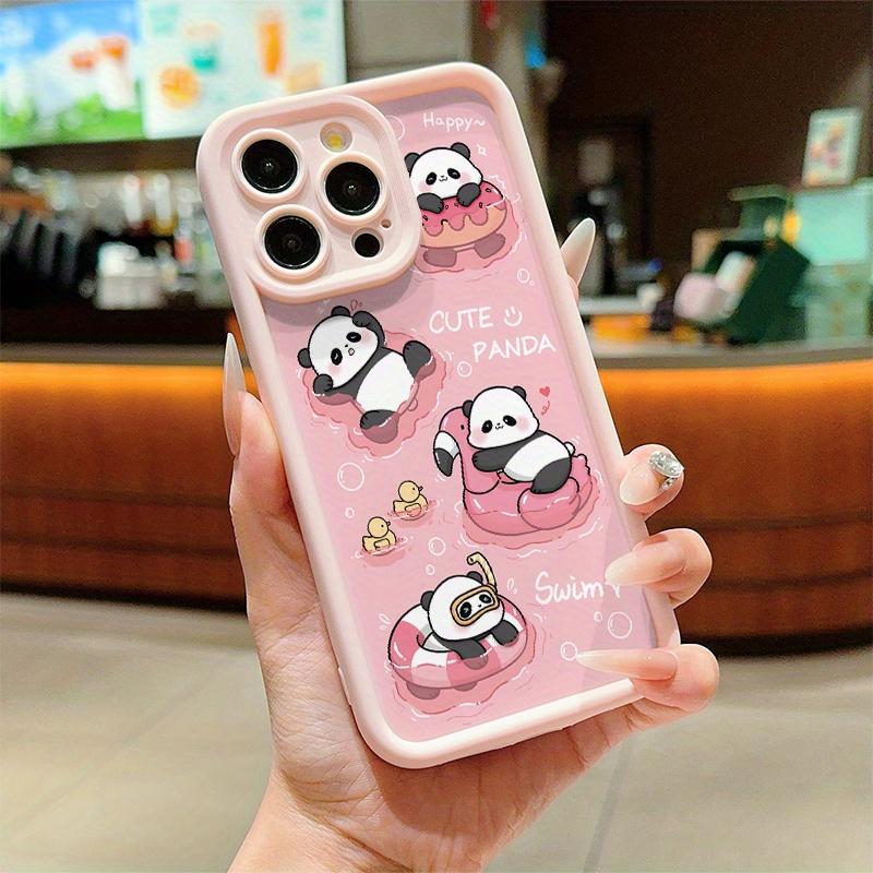 Rosa süßes Panda-Print-Handyhülle geeignet für iPhone 17 16 15 14 13 12 11 Pro/ Max /Plus sturzsicher und stoßfest
