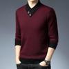 Pierre Cardin Men's Thickened Knit Pullover – Casual Autumn/Winter Long-Sleeved Sweater for Middle-Aged Men