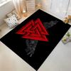 Red Geometric Pattern Black Carpet with Raven Design for Living Room Suitable for use as an anti-slip for living room bedroom sofas