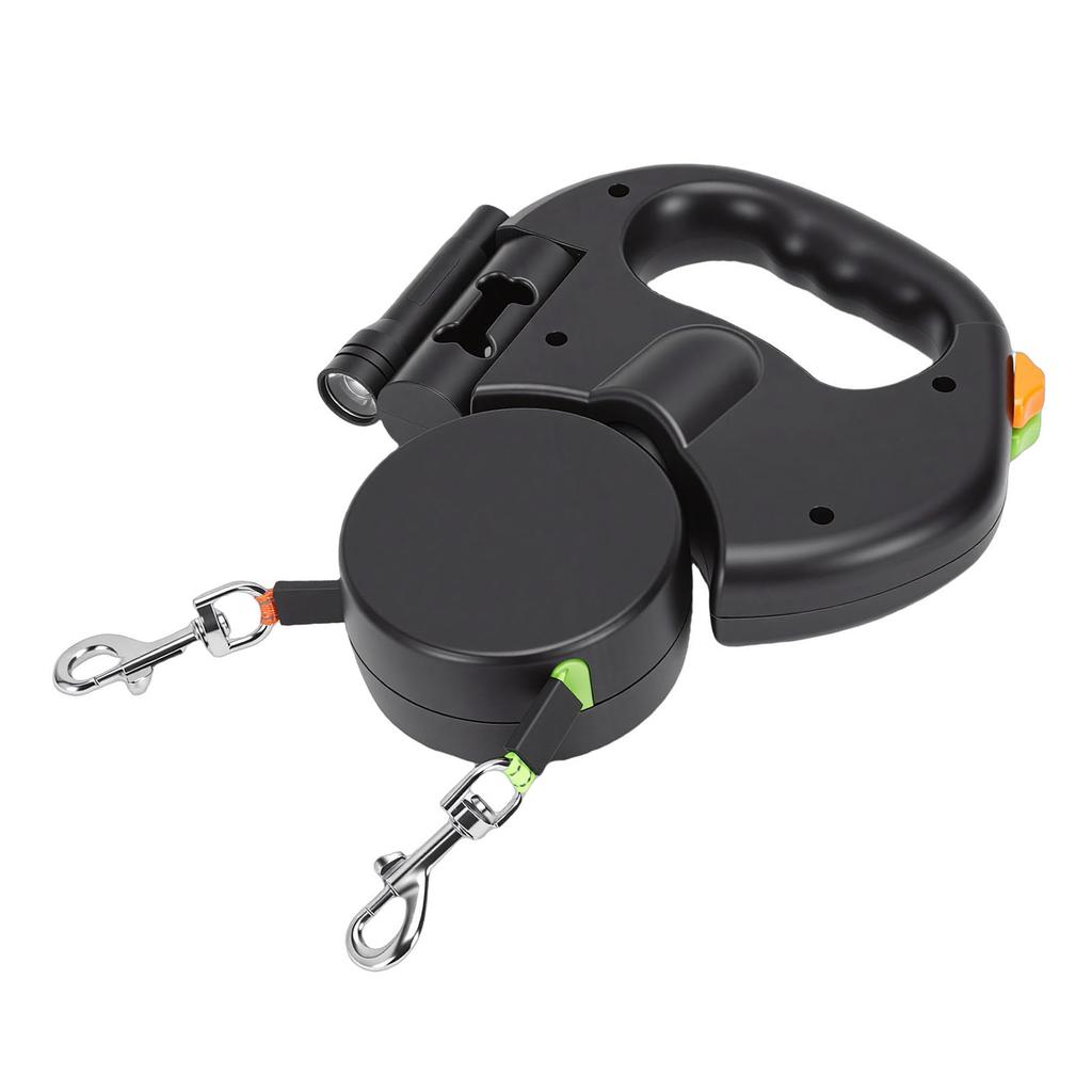 Dual Retractable Dog Leash Smart Night Light Double Headed Extendable Pet Leash for Walking