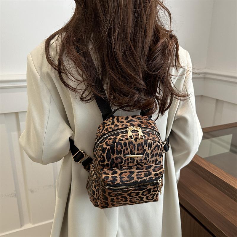 Schoolbag leisure college style leopard print backpack fashion versatile bag new shoulder backpack handbag