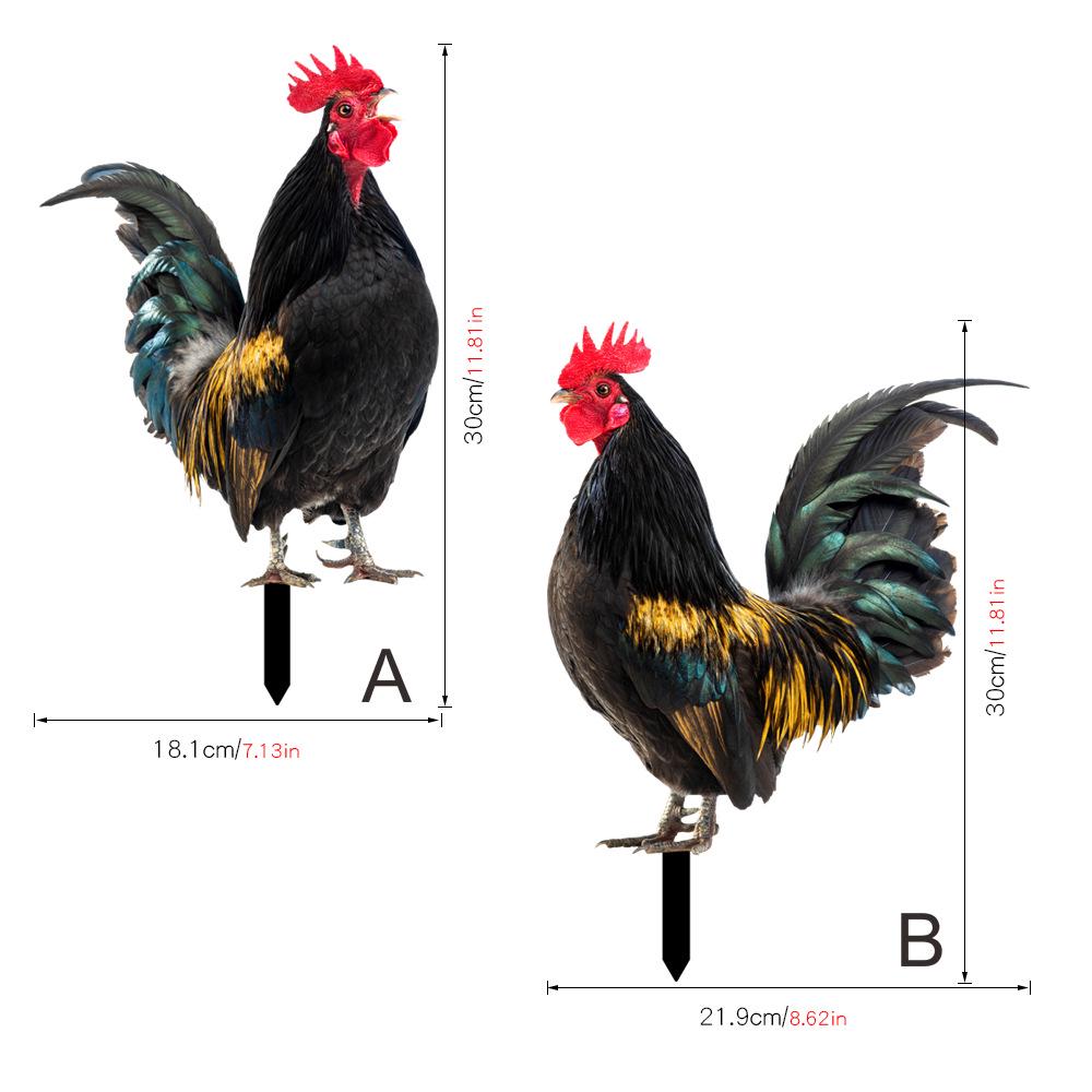YKLU069-256 3D Rooster, Hen, Duck & Pig Outdoor Garden Decoration Plug