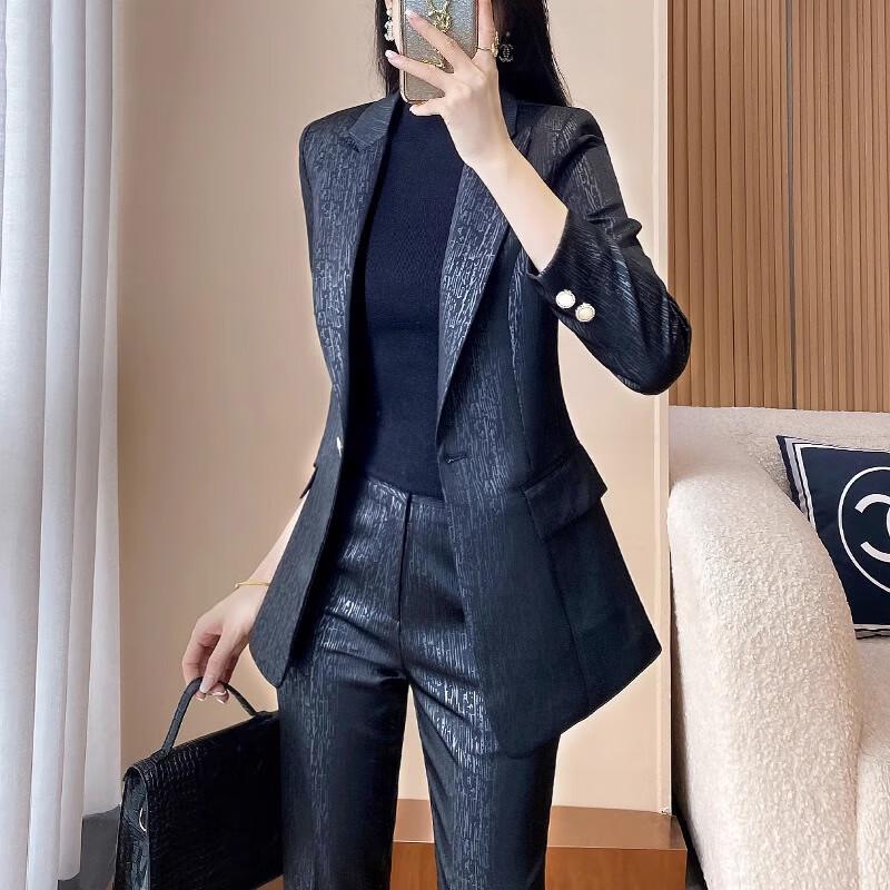 Женский черный костюм-двойка из ацетата XL