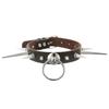 Punk Long Spike Choker Faux Leather Collar For Women Men Cool Big Rivets Studded Chocker Goth Circle Pendant Necklace Accessorie