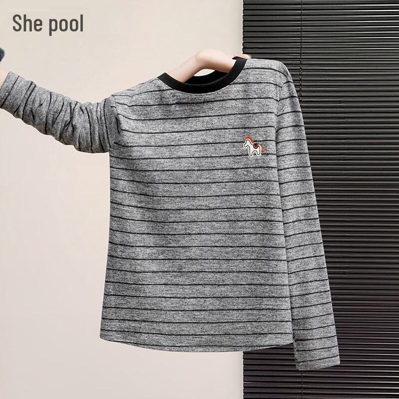 Women s Striped Color Block Long-Sleeve T-Shirt L