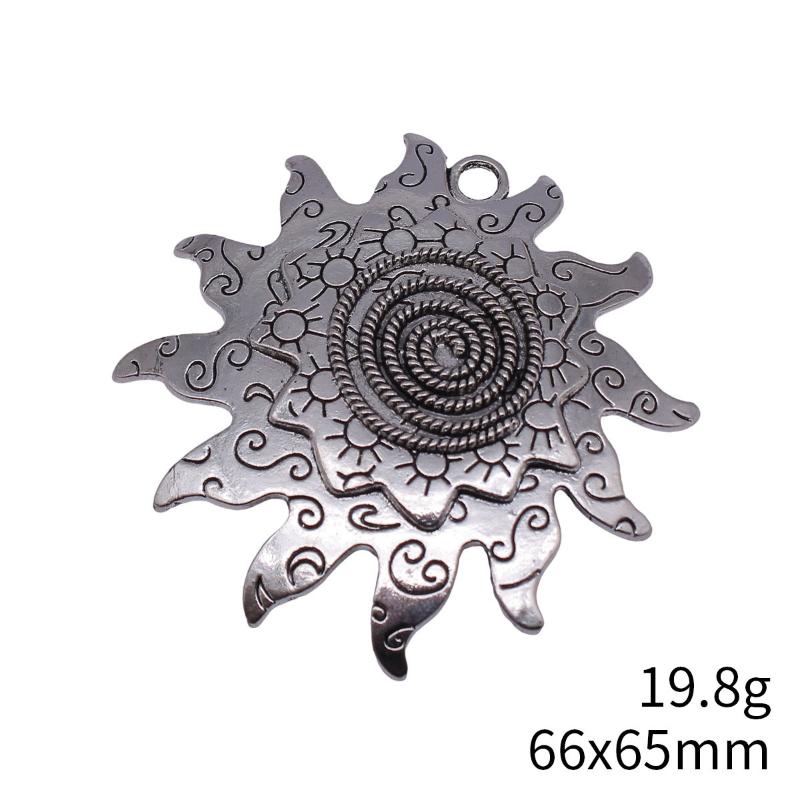 1Pcs 66X65Mm Antique Silver Color Antique Gold Color Antique Bronze Color Swirl Pattern Sun Pendant Jewelry Making Accessories
