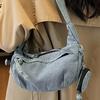 Large capacity denim bag women's autumn new casual messenger bag college students commuting tote bag