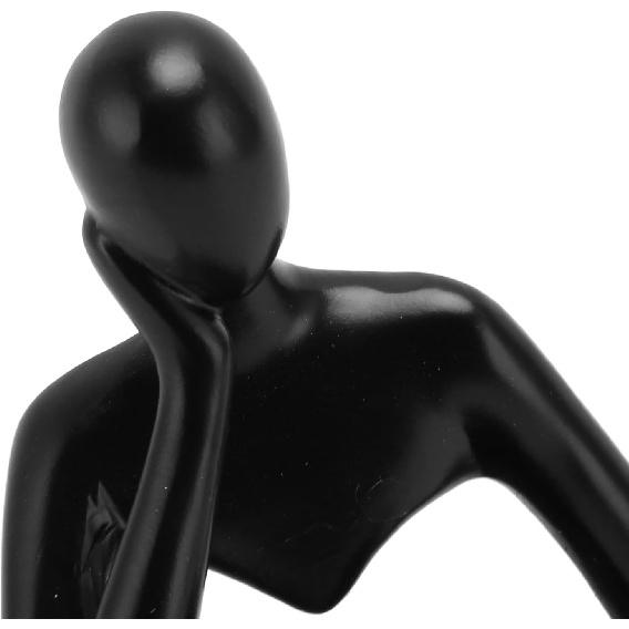 AUNMAS Thinker Reading Statue, Abstract Resin Sitting Figure Ornament for Living Room Cabinet Decoration (Black)