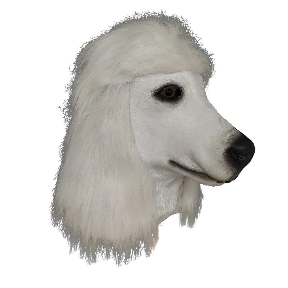 

Маска-накидка на голову пуделя Рождественские украшения в виде животных Игрушка Латекс Косплей Маска пуделя Вечеринка Выступление Полная голова Реквизит Маска на Хэллоуин белый