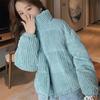 Corduroy Cotton Jacket for Women Thick Loose Bread Coat Short Solid Color Long Sleeved Stand Up Collar Outerwear Winter Cotton Clothing