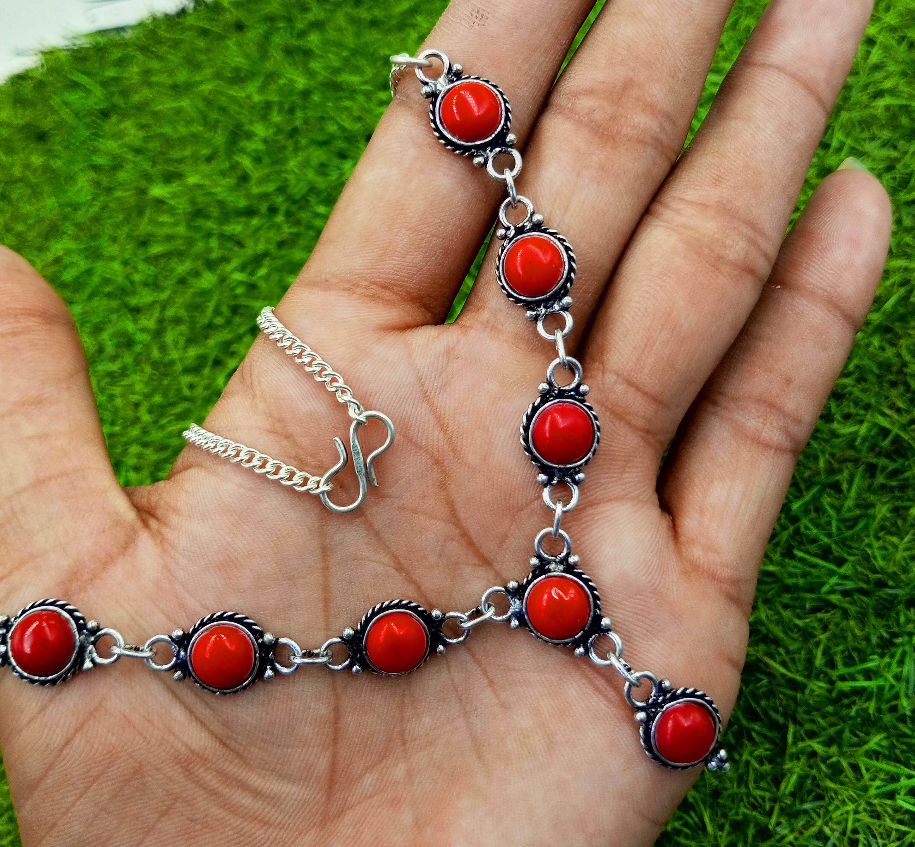 

Комплект женских серег-колье с красным кораллом 925 пробы из серебра Стерлинга