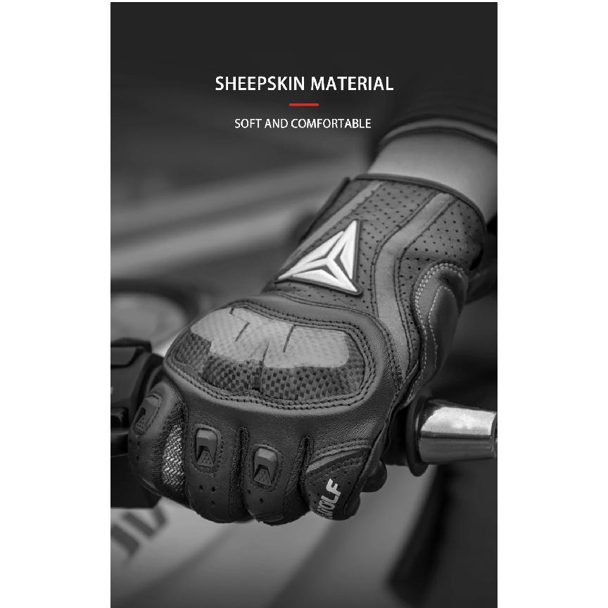 Motowolf Sheepskin Motorcycle Gloves Men Women Summer Breathable Leather Racing Riding Gloves Touchscreen Protective Gear