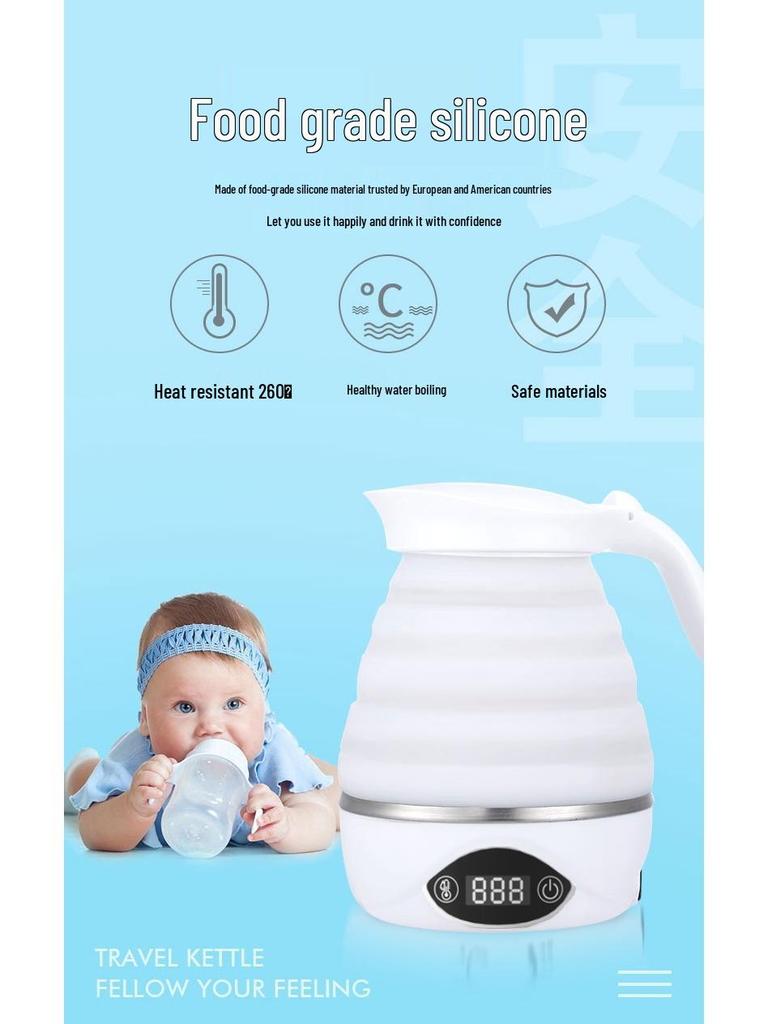 Dual Voltage Silicone Folding Electric Kettle with 24-Hour Insulation