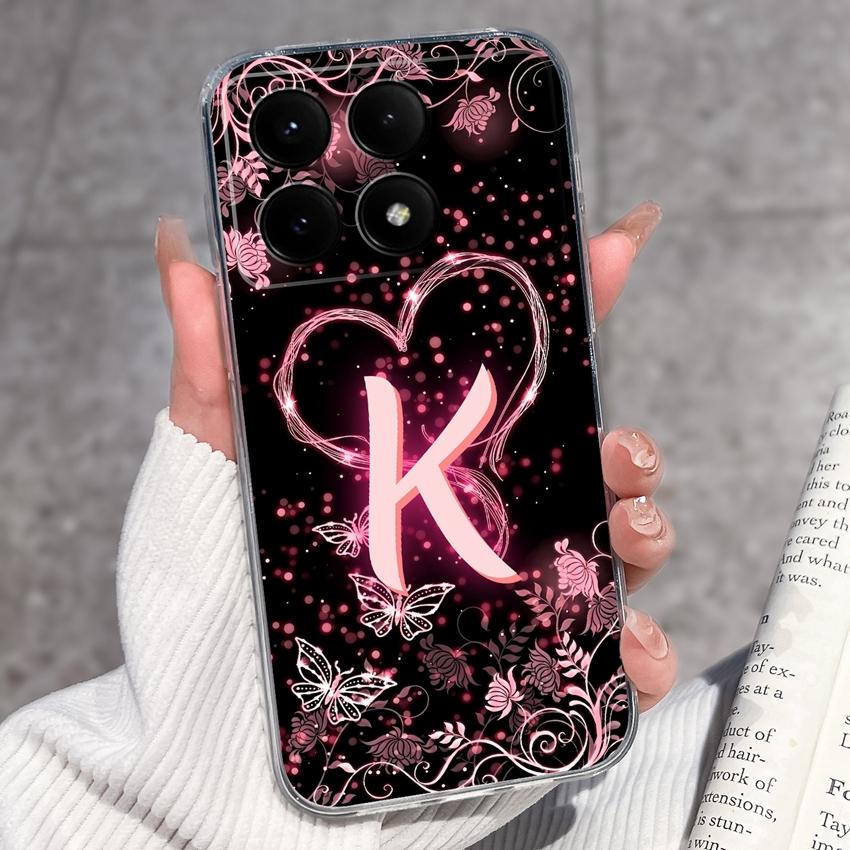 Casing For Redmi K70 K80 K60 K50 K40 K30 K20 Pro K70e K60e K90 Pro Max Phone Case Premium Letters Pattern Transparent TPU Back Cover For Redmi Housing