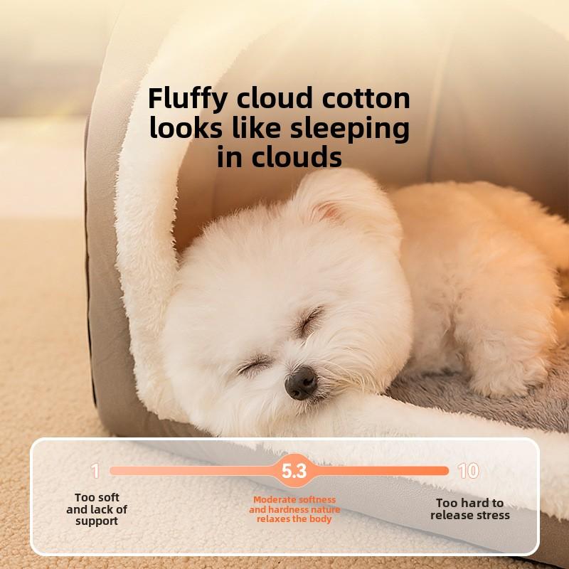 Jesienno-zimowe legowisko dla psa, gładkie, pikowane, przenośne gniazdo, legowisko dla kota, jurta, buda dla psa średniego i małego, legowisko dla zwierząt, zamknięte, pogrubione gniazdo