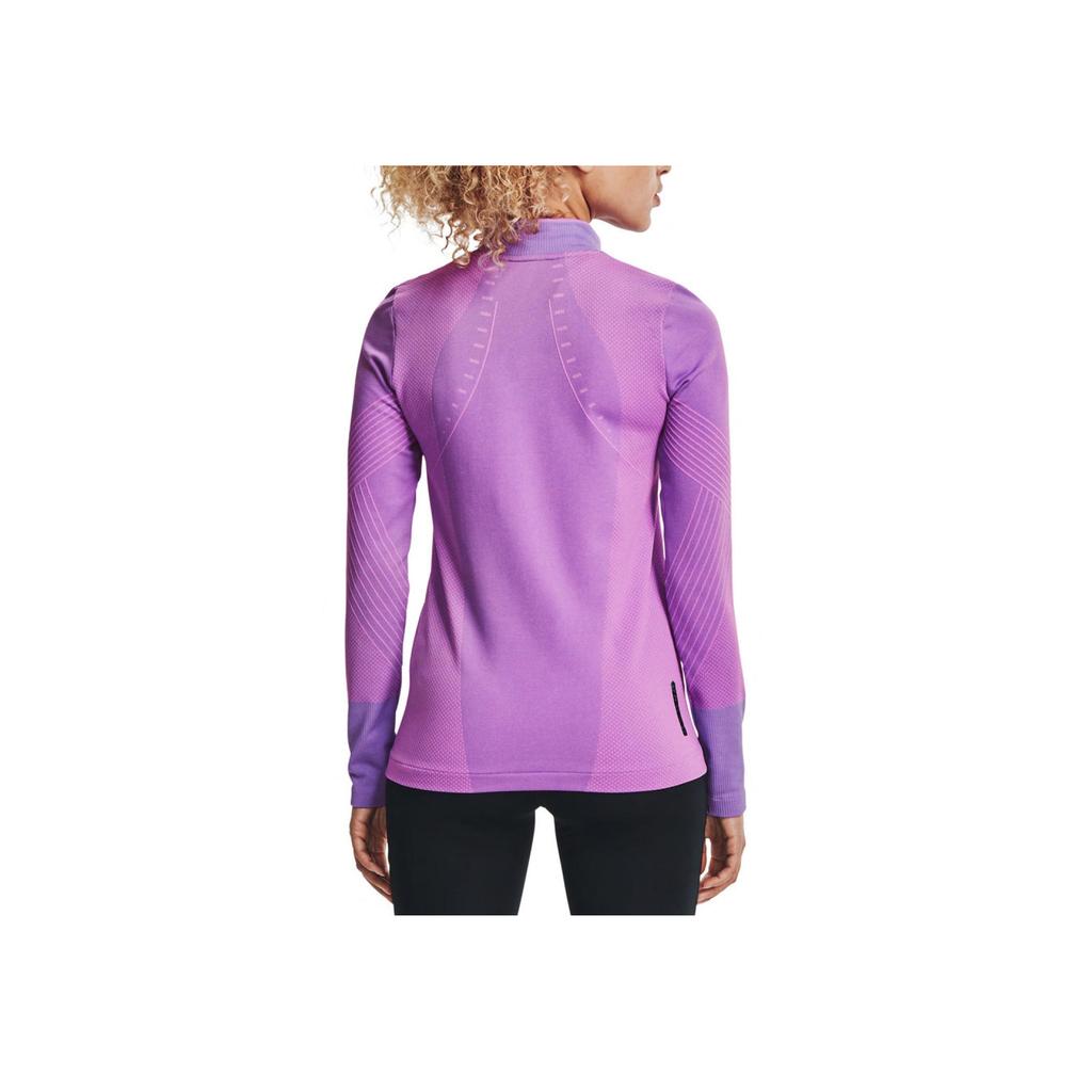 Under Armour High Collar Slim Fit Long Sleeve Sports Fitness Top Women Tops Purple 1356361-568
