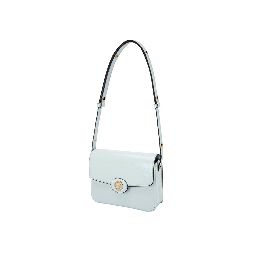 Tory Burch Robinson Cross Logo Magnetic Snap Quilted Leather Shoulder Bag Women Shoulder Bag Sky-Blue 154731-400