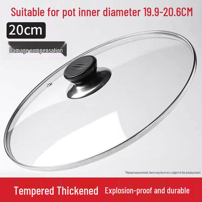 Universal Tempered Glass Stainless Steel Lid for Flat-Bottomed Pans and Woks