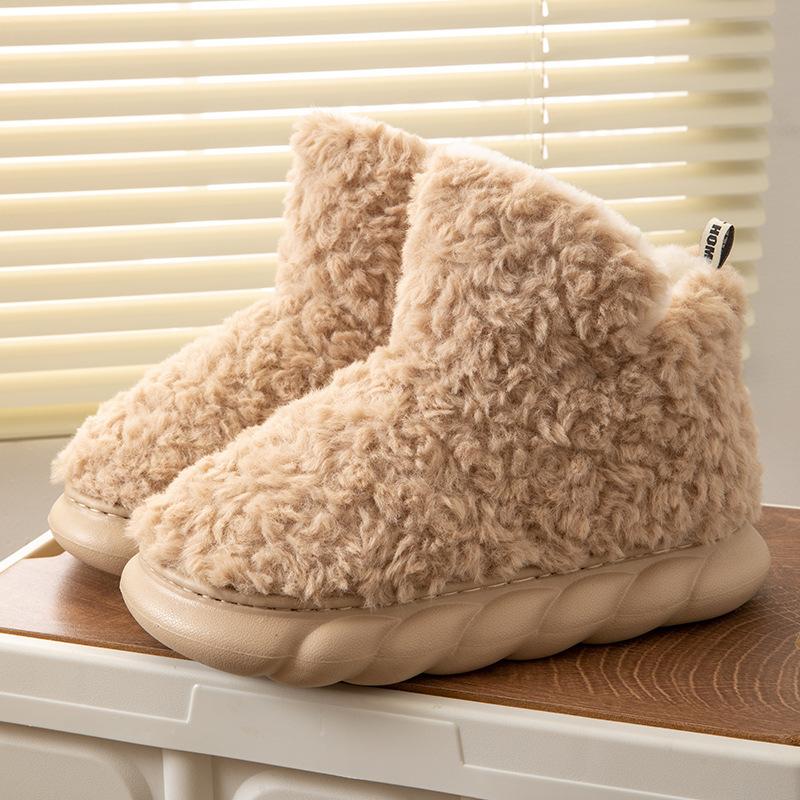 Women Men Home Slippers Warm Winter Furry Soft Plush Non Slip Bedroom Slides Indoor Ankle Boots Comfortable