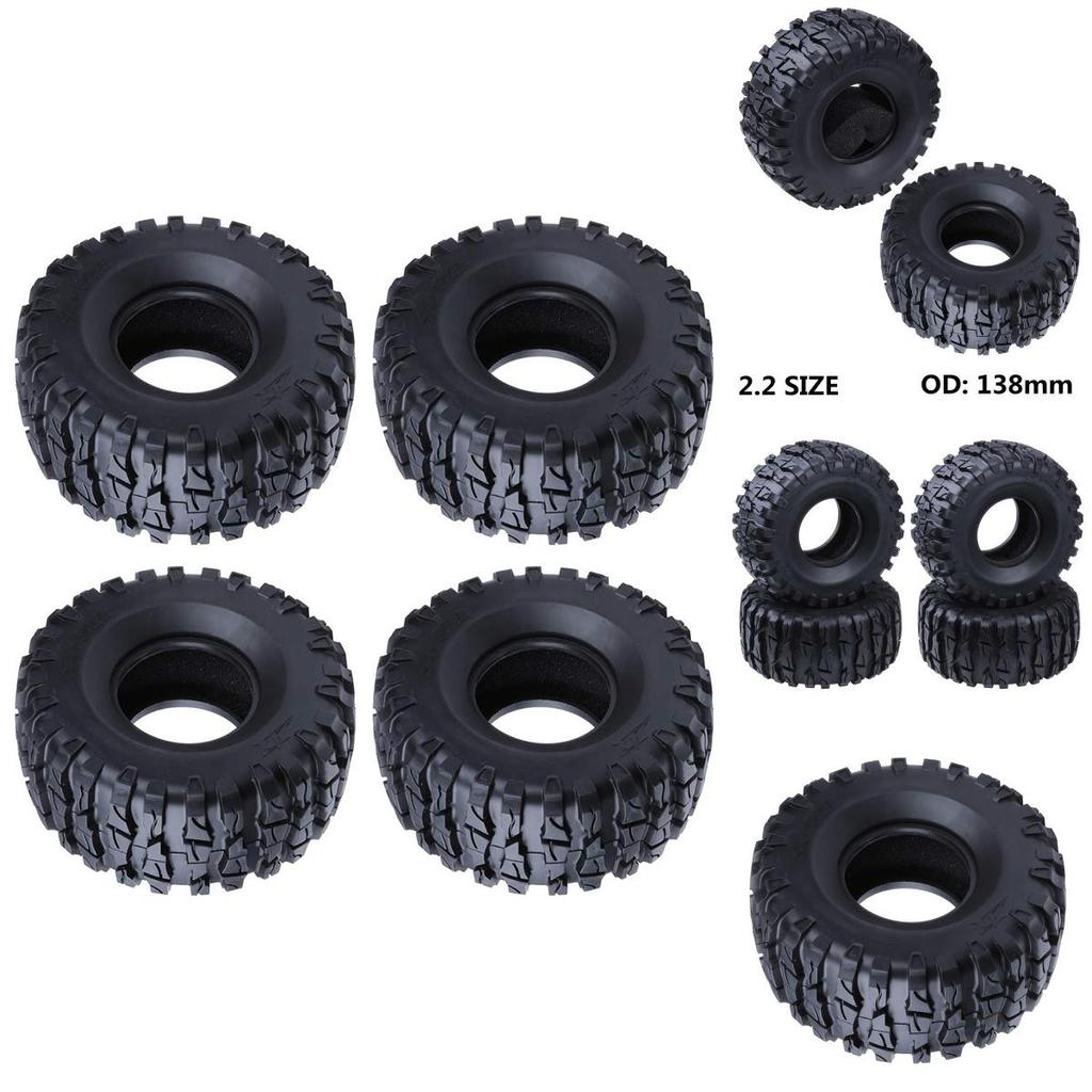 Premium Soft Rubber 2.2" Tyres With Foam For Axial Wraith Scx10 Jeep Trx-4 Rock Crawlers