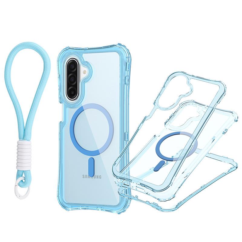 For Samsung A17 Magnetic Translucent 3-in-1 Phone Case with Wristband