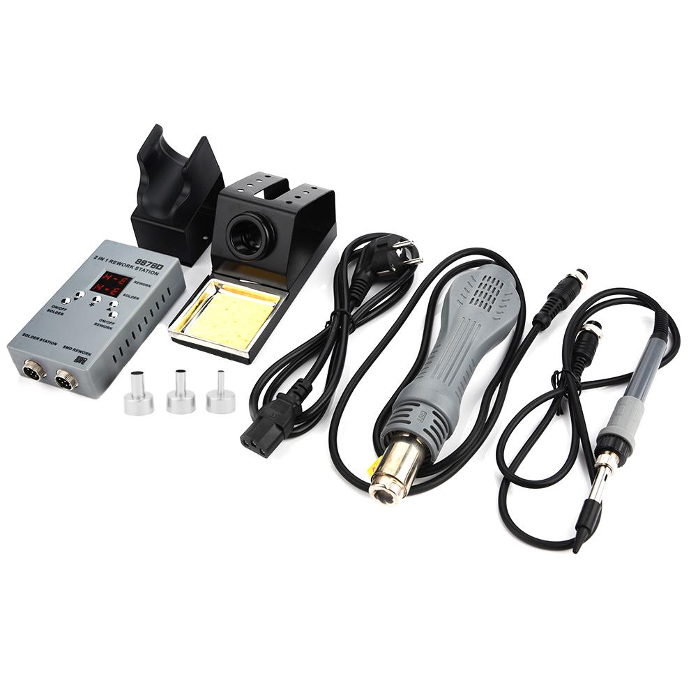 8878D 2 In 1 SMD Rework Station with Hot Air Gun & Soldering Iron for Phone Repair