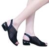 Coarse Heel Women's Sandals 20 Summer Foot-set Mesh Breathable Medium Heel Fish Mouth Sandals