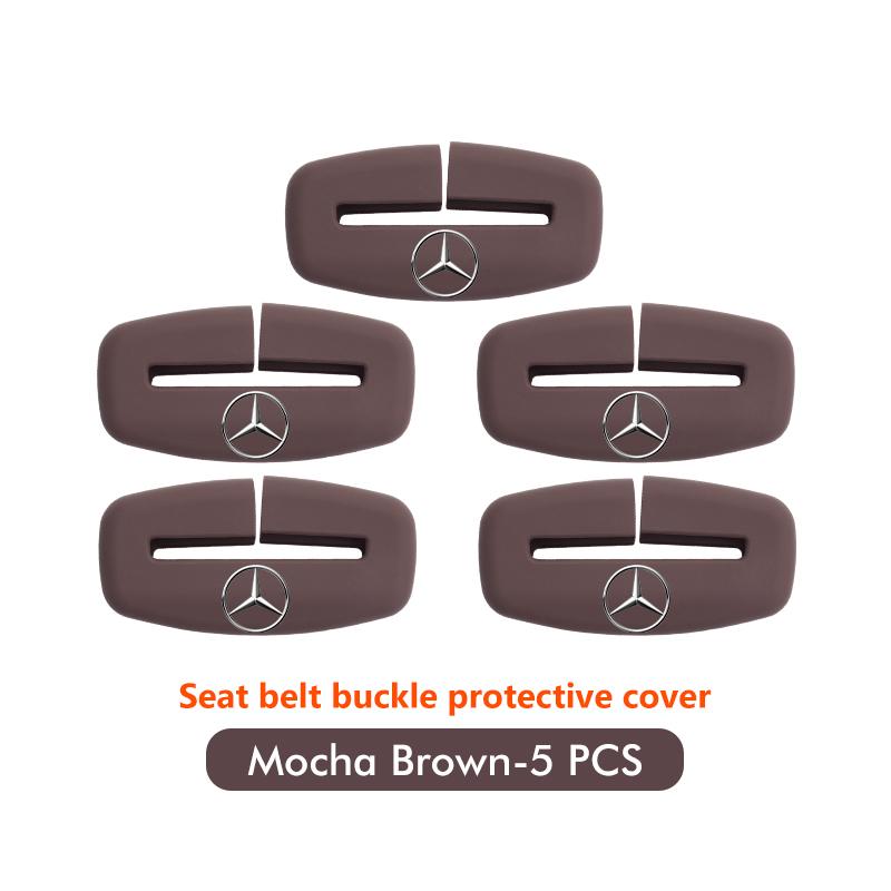 

5pcs Car Seat Safety Belt Protection Silicone Buckle Clip Cove For Mercedes Benz W202 W212 W126 W140 W168 W177 CLS GLE GLC GLS