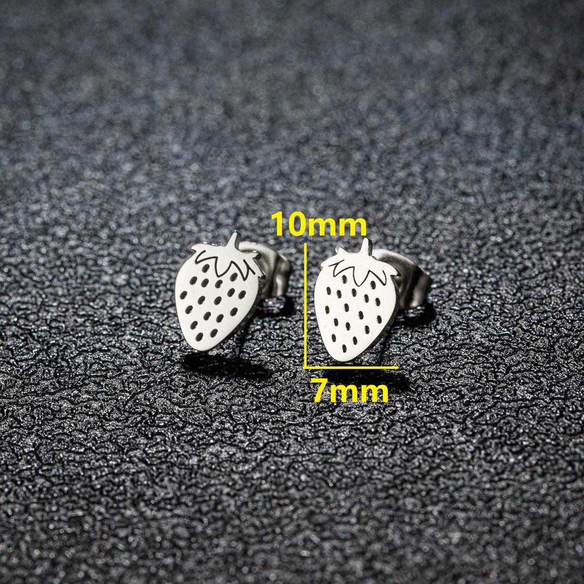 

Mushroom Earrings Cartoon Fruit Stainless Steel Ear Piercing For Women Girls Teenager Gifts Fashion Tragus Zircon Brinco gold color
